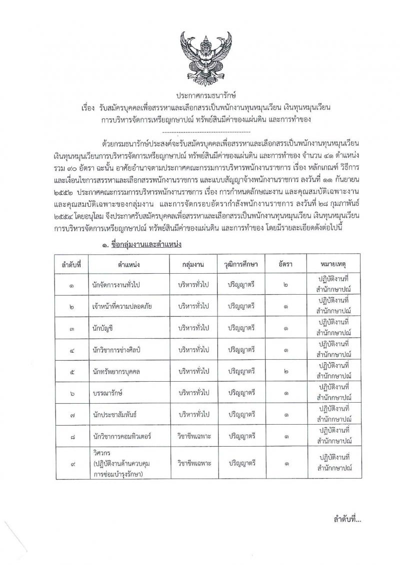 กรมธนารักษ์ ประกาศรับสมัครบุคคลเพื่อสรรหาและเลือกสรรเป็นพนักทุนหมุนเวียน จำนวน 41 ตำแหน่ง 90 อัตรา (วุฒิ ม.ต้น ปวช. ปวส. ป.ตรี) รับสมัครสอบทางอินเทอร์เน็ต ตั้งแต่วันที่ 24 ก.ค. – 1 ส.ค. 2561