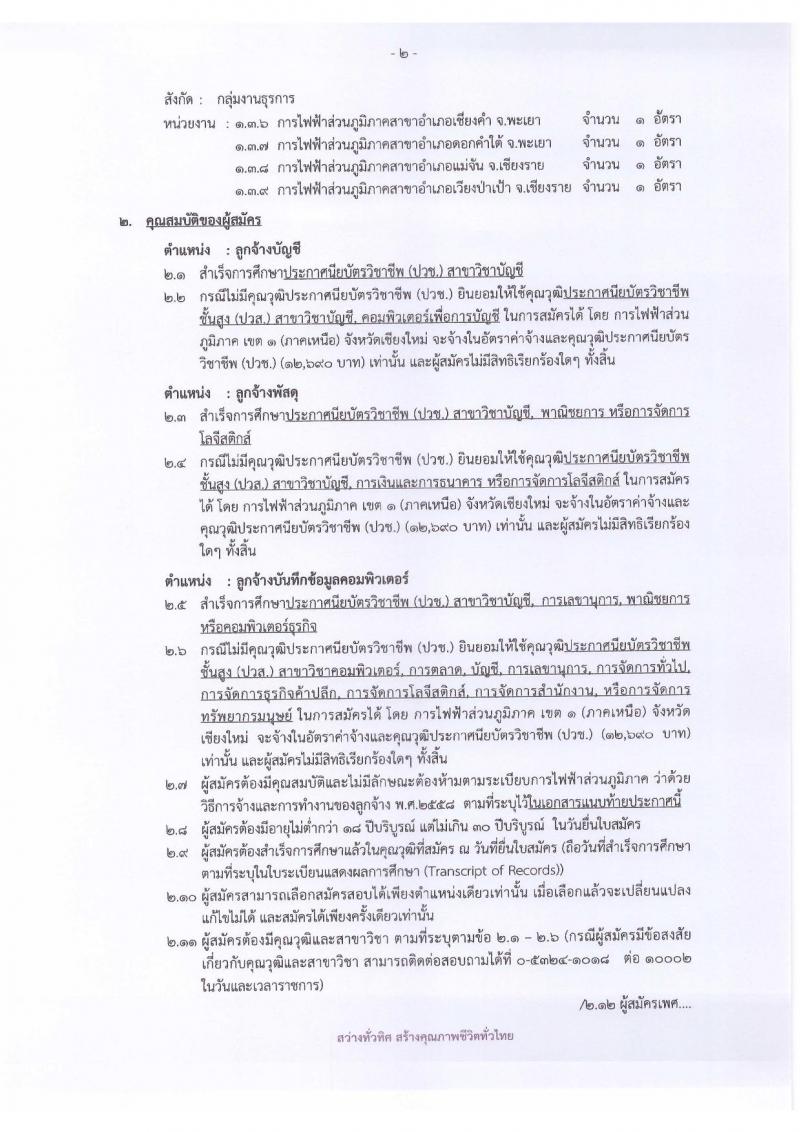 การไฟฟ้าส่วนภูมิภาค รับสมัครสอบคัดเลือกจากบุคคลภายนอกเพื่อเข้าปฏิบัติงาน จำนวน 3 ตำแหน่ง 24 อัตรา (วุฒิ ปวช.) รับสมัครสอบตั้งแต่วันที่ 18-21 มิ.ย. 2562