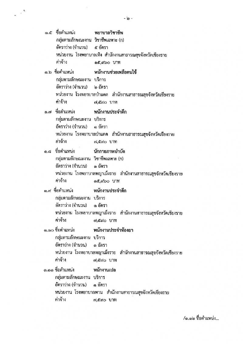 สำนักงานสาธารณสุขจังหวัดเชียงราย รับสมัครบุคคลเพื่อเลือกสรรเป็นพนักงานกระทรวงสาธารณสุขทั่วไป จำนวน 83 อัตรา (วุฒิ ม.ต้น ม.ปลาย ปวช. ปวส. ป.ตรี) รับสมัครสอบตั้งแต่วันที่ 16-27 ก.ย. 2562