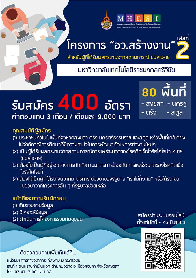 มหาวิทยาลัยราชภัฏวไลยอลงกรณ์ ในพระบรมราชูปถัมภ์ รับสมัครบุคคลเพื่อจ้างเหมาบริการ (ผู้ได้รับผลกระทบจากโควิด ระยะจ้าง 3 เดือน) จำนวน 409 อัตรา รับสมัครออนไลน์ ตั้งแต่วันที่ 16-26 มิ.ย. 2563