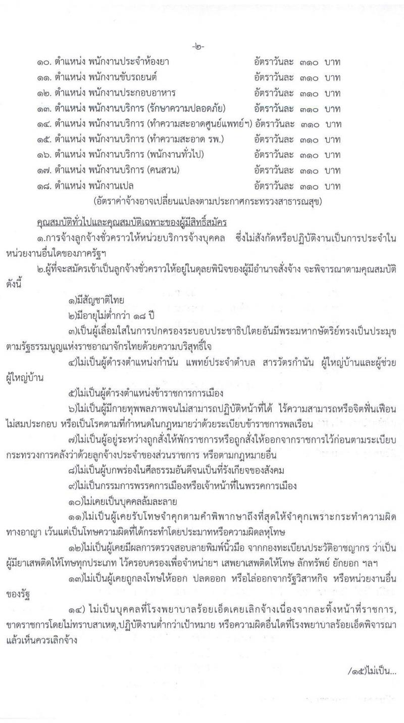 โรงพยาบาลร้อยเอ็ด รับสมัครสอบคัดเลือกเพื่อขึ้นบัญชีเป็นลูกจ้างชั่วคราว จำนวน 18 ตำแหน่ง 41 อัตรา (วุฒิ ม.ต้น ม.ปลาย ปวช. ปวส. ป.ตรี) รับสมัครตั้งแต่วันที่ 16 พ.ย. – 4 ธ.ค. 2563