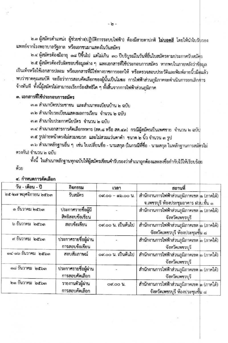 การไฟฟ้าส่วนภูมิภาคเขต 1 (ภาคใต้) รับสมัครสอบคัดเลือกบุคคลภายนอกเพื่อเข้าปฏิบัติงานเป็นลูกจ้าง จำนวน 16 อัตรา (วุฒิ ปวช. ปวส.) รับสมัครสอบตั้งแต่วันที่ 25-27 พ.ย. 2563