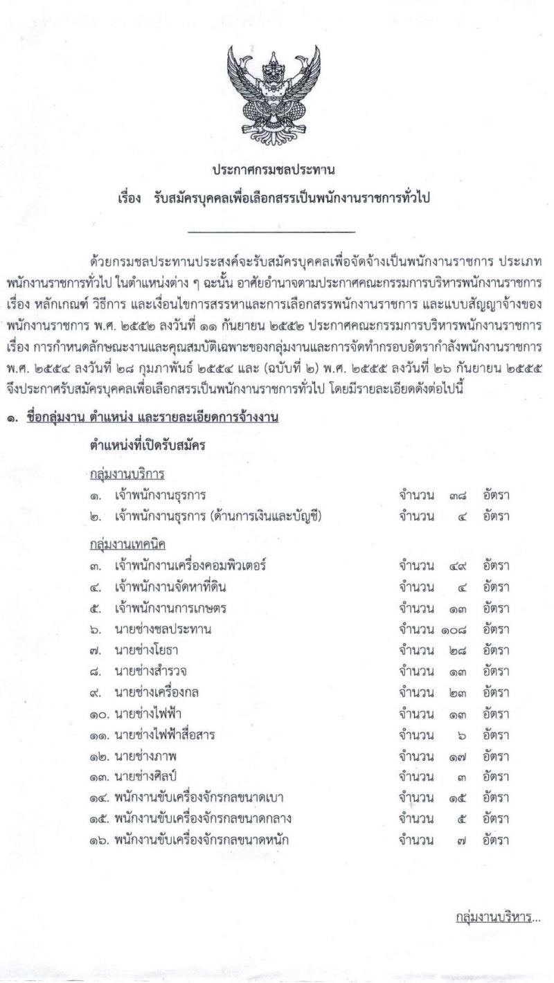 กรมชลประทาน รับสมัครบุคคลเพื่อเลือกสรรเป็นพนักงานราชการทั่วไป จำนวน 22 ตำแหน่ง 402 อัตรา (วุฒิ ปวส. ป.ตรี) รับสมัครสอบทางอินเทอร์เน็ต ตั้งแต่วันที่ 15-21 ธ.ค. 2563