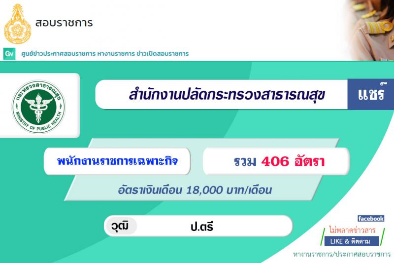 สำนักงานปลัดกระทรวงสาธารณสุข รับสมัครบุคคลเพื่อเลือกสรรเป็นพนักงานราชการเฉพาะกิจ และพนักงานราชการ จำนวน 406 อัตรา (วุฒิ ป.ตรี) รับสมัครสอบตั้งแต่วันที่ 7 ก.ค. – 6 ส.ค. 2564