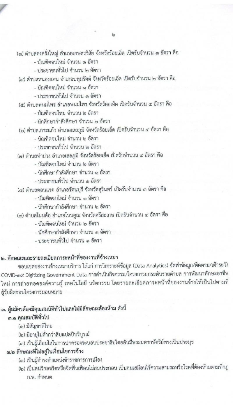 มหาวิทยาลัยราชภัฏร้อยเอ็ด รับสมัครบุคคลเพื่อจ้างเหมางาน (1 ตำบล 1 มหาวิทยาลัย) จำนวน 30 อัตรา (ประชาชนทั่วไป, นักศึกษา, บัณฑิตจบใหม่) รับสมัครออนไลน์ ตั้งแต่วันที่ 15-20 ต.ค. 2564