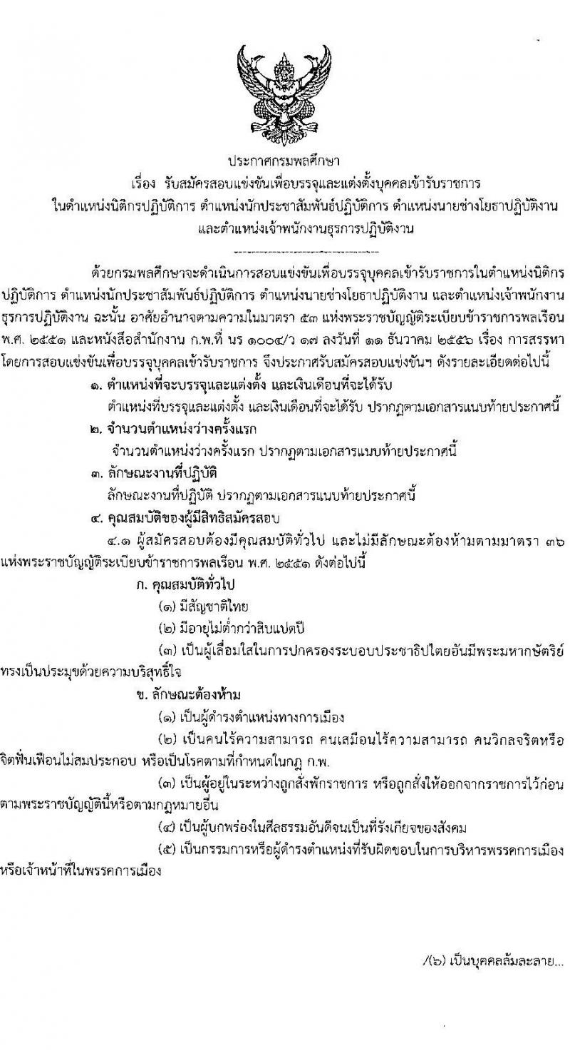 กรมพลศึกษา รับสมัครสอบแข่งขันเพื่อบรรจุและแต่งตั้งบุคคลเข้ารับราชการ จำนวน 4 ตำแหน่ง ครั้งแรก 11 อัตรา (วุฒิ ปวส. ป.ตรี) รับสมัครสอบทางอินเทอร์เน็ต ตั้งแต่วันที่ 7-29 ธ.ค. 2564