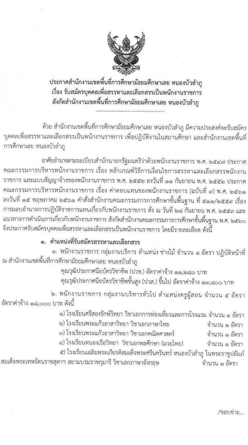 สพม. เลย หนองบัวลำภู รับสมัครบุคคลเพื่อสรรหาและเลือกสรรเป็นพนักงานราชการทั่วไป จำนวน 6 อัตรา (วุฒิ ปวช. ปวส. ป.ตรี) รับสมัครสอบตั้งแต่วันที่ 17-23 ก.พ. 2565