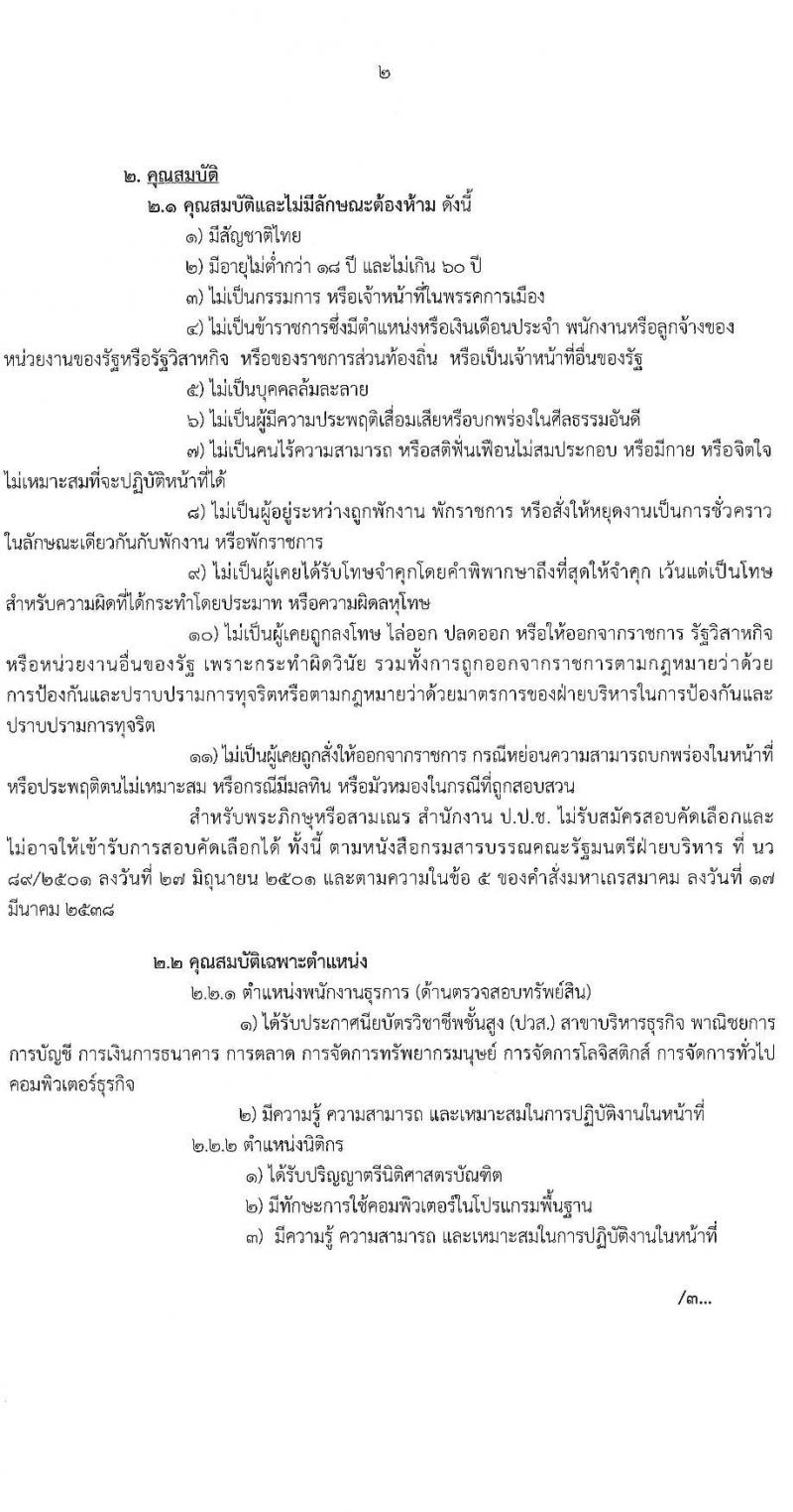 ป.ป.ช. ประจำจังหวัดปทุมธานี รับสมัครสอบคัดเลือกบุคคลเพื่อจ้างเป็นลูกจ้าง จำนวน 2 ตำแหน่ง 4 อัตรา (วุฒิ ปวส. ป.ตรี) รับสมัครสอบตั้งแต่วันที่ 19-21 ก.พ. 2565