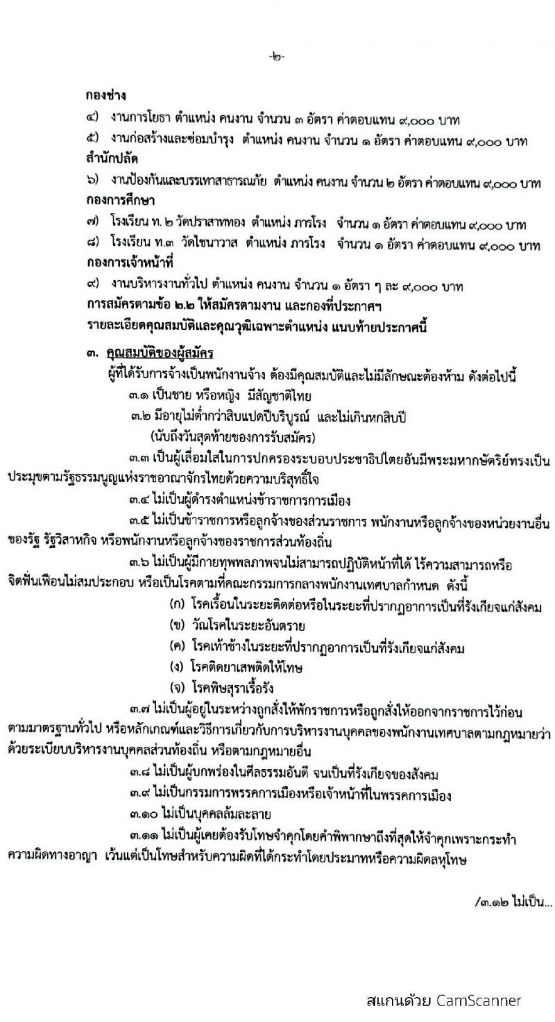 เทศบาลเมืองสุพรรณบุรี รับสมัครบุคคลเพื่อสรรหาเลือกเลือกสรรเป็นพนักงานจ้างตามภารกิจและพนักงานจ้างทั่วไป จำนวน 15 ตำแหน่ง 23 อัตรา (วุฒิ ม.ต้น ม.ปลาย ปวช. ปวส. ป.ตรี) รับสมัครสอบตั้งแต่วันที่ 9-19 มี.ค. 2565