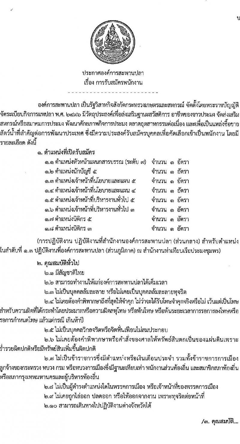 องค์การสะพานปลา รับสมัครพนักงาน จำนวน 8 ตำแหน่ง 8 อัตรา (วุฒิ ไม่ต่ำกว่า ป.ตรี) รับสมัครสอบตั้งแต่วันที่ 9-22 มี.ค. 2565