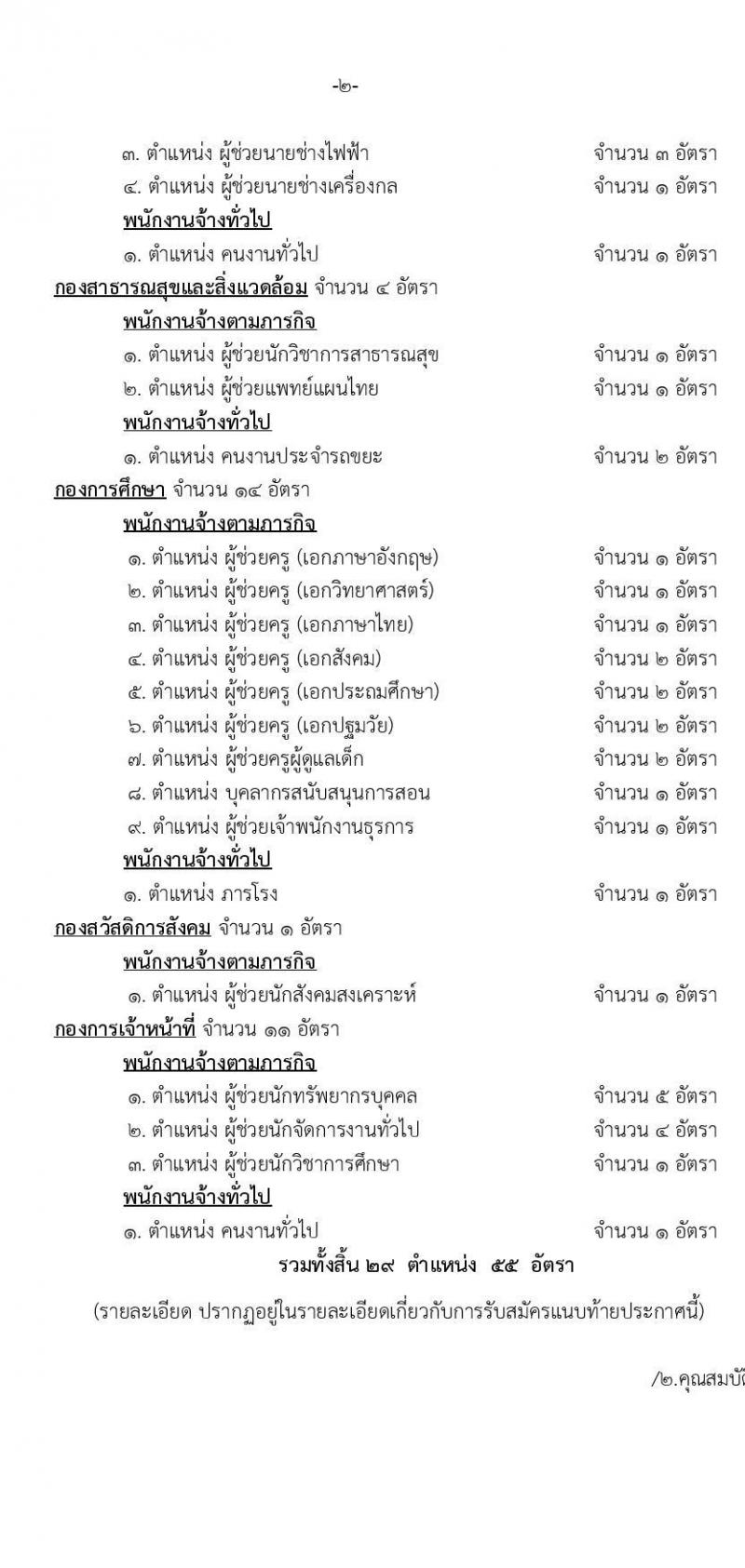 เทศบาลเมืองบางแก้ว จังหวัดสมุทรปราการ รับสมัครสรรหาและเลือกสรรบุคคลเพื่อจ้างเป็นพนักงานจ้าง จำนวน 29 ตำแหน่ง 55 อัตรา (บางตำแหน่งไม่ต้องใช้วุฒิ และวุฒิ  ปวช. ปวส. ป.ตรี) รับสมัครสอบตั้งแต่วันที่ 24 พ.ค. – 1 มิ.ย. 2565