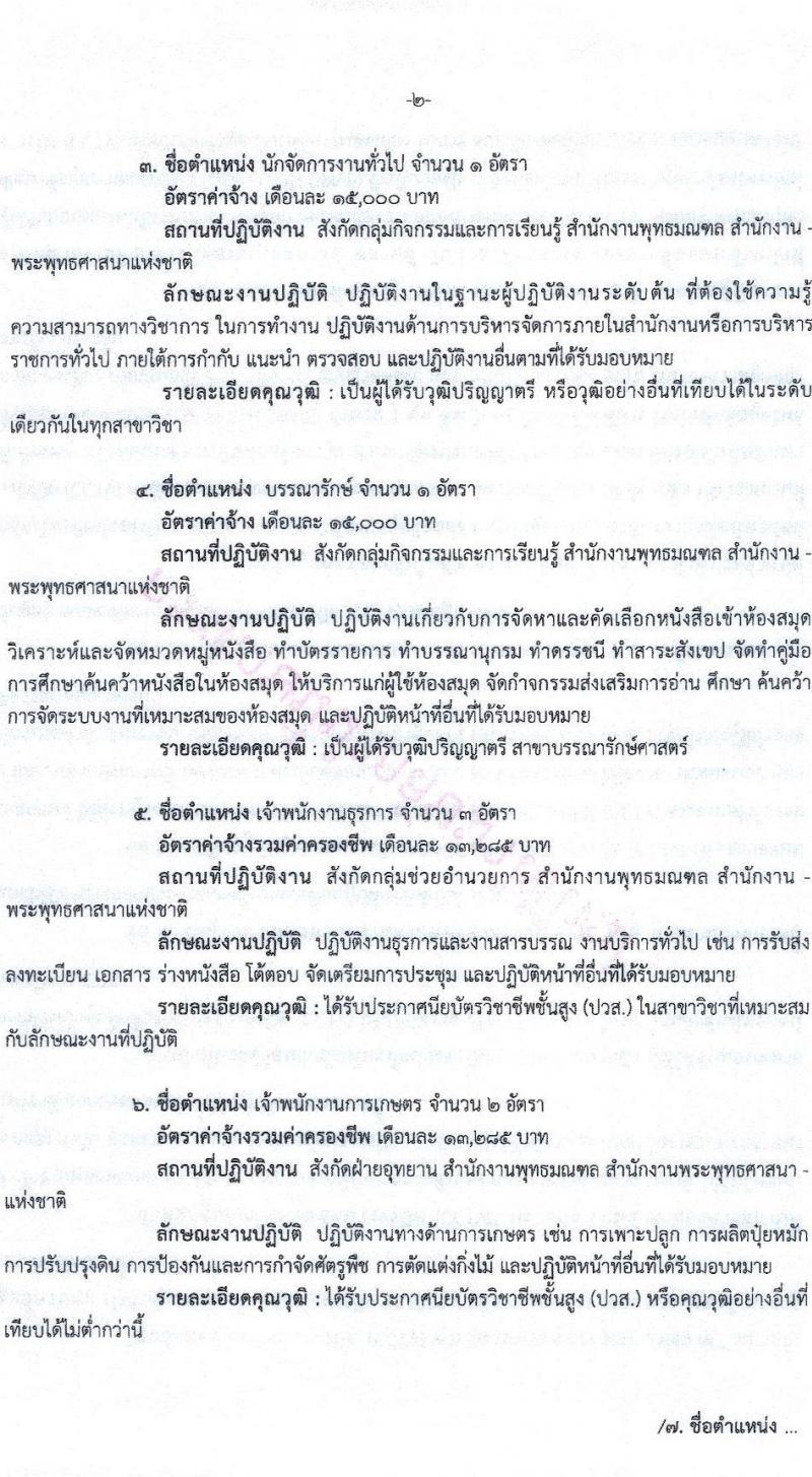 สำนักงานพระพุทธศาสนาแห่งชาติ รับสมัครสอบคัดเลือกบุคคลเพื่อจ้างเป็นลูกจ้างชั่วคราว จำนวน 19 ตำแหน่ง 173 อัตรา (วุฒิ ม.ต้น ม.ปลาย ปวช. ปวส. ป.ตรี) รับสมัครสอบ ตั้งแต่วันที่ 1-9 ส.ค. 2565