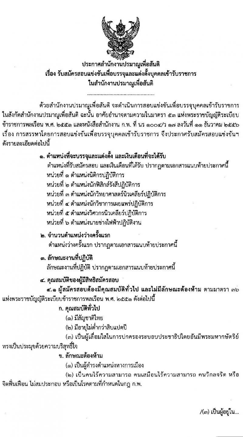 สำนักงานปรมาณูเพื่อสันติ รับสมัครสอบแข่งขันเพื่อบรรจุและแต่งตั้งบุคคลเข้ารับราชการ จำนวน 6 ตำแหน่ง ครั้งแรก 7 อัตรา (วุฒิ ปวส. ป.ตรี) รับสมัครสอบทางอินเทอร์เน็ต ตั้งแต่วันที่ 3-30 ต.ค. 2565