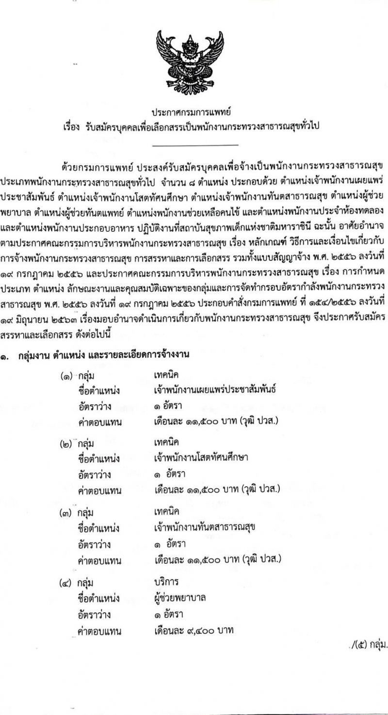 สถาบันสุขภาพเด็กแห่งชาติมหาราชินี รับสมัครบุคคลเพื่อเลือกสรรเป็นพนักงานราชการทั่วไป จำนวน 8 ตำแหน่ง 19 อัตรา (ไม่จำกัดวุฒิ, วุฒิ ม.3 ม.6 ปวช. ปวส. ป.ตรี) รับสมัครตั้งแต่วันที่ 21 พ.ย. – 9 ธ.ค. 2565