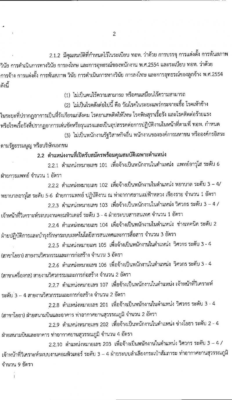 บริษัท ท่าอากาศยานไทย จำกัด รับสมัครบุคคลเพื่อเข้าทำงาน จำนวน 190 อัตรา (วุฒิ ปวส. ป.ตรี) รับสมัครสอบตั้งแต่วันที่ 27 ธ.ค. 2565 – 20 ม.ค. 2566