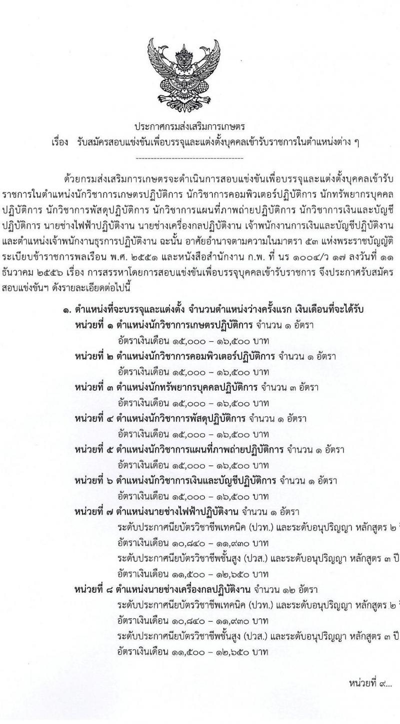 กรมส่งเสริมการเกษตร รับสมัครสอบแข่งขันเพื่อบรรจุและแต่งตั้งบุคคลเข้ารับราชการ จำนวน 10 ตำแหน่ง ครั้งแรก 81 อัตรา (วุฒิ ปวท. ปวส. ป.ตรี) รับสมัครสอบทางอินเทอร์เน็ต ตั้งแต่วันที่ 31 ม.ค. – 20 ก.พ. 2566