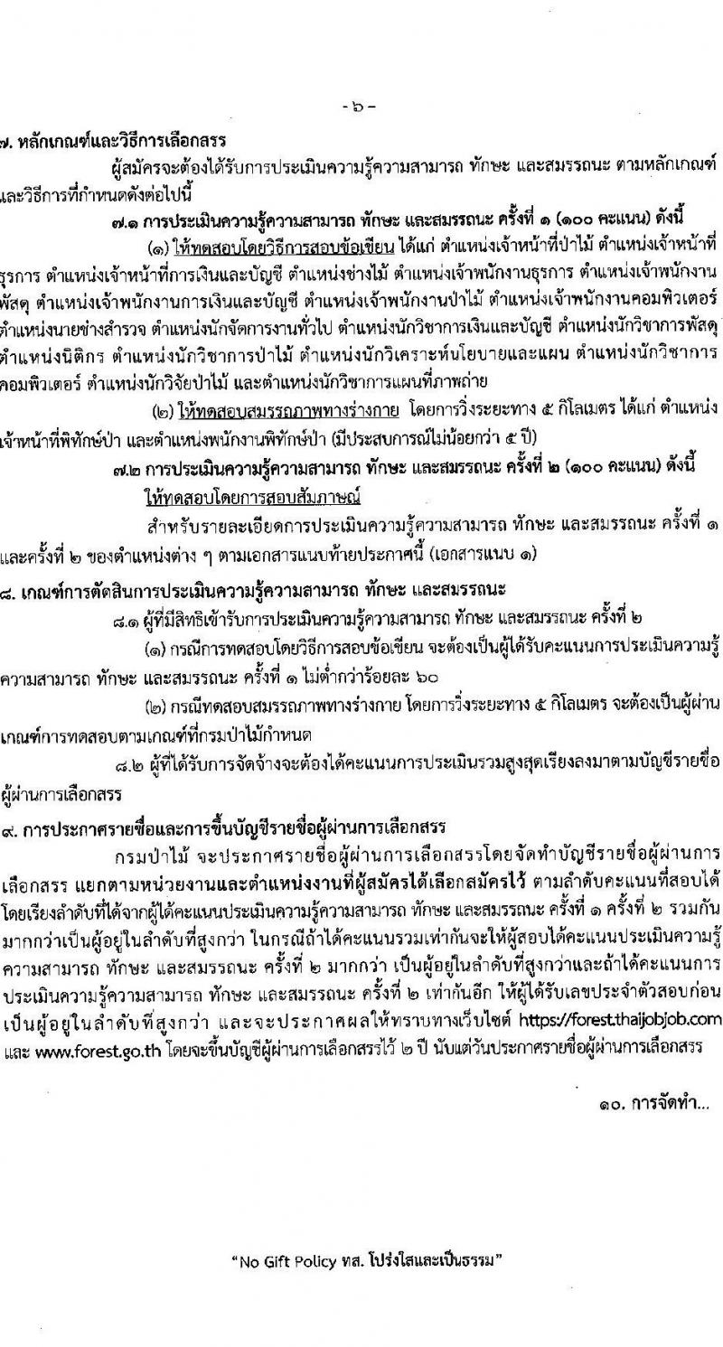 กรมป่าไม้ รับสมัครบุคคลเพื่อเลือกสรรเป็นพนักงานราชการ 21 ตำแหน่ง 235 อัตรา (วุฒิ ม.6 ปวช. ปวส. ป.ตรี) รับสมัครสอบทางอินเทอร์เน็ต ตั้งแต่วันที่ 29 ต.ค. - 4 พ.ย. 2567 หน้าที่ 6