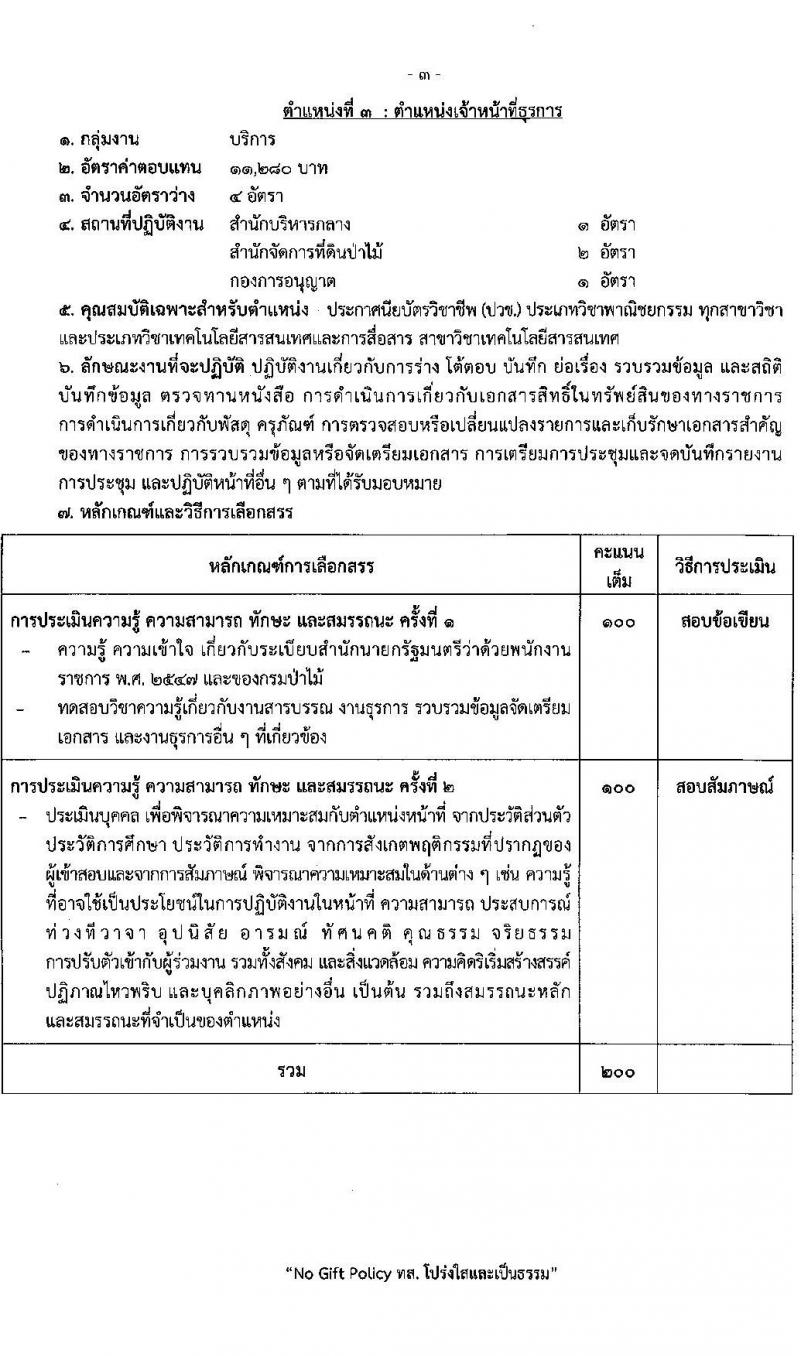 กรมป่าไม้ รับสมัครบุคคลเพื่อเลือกสรรเป็นพนักงานราชการ 21 ตำแหน่ง 235 อัตรา (วุฒิ ม.6 ปวช. ปวส. ป.ตรี) รับสมัครสอบทางอินเทอร์เน็ต ตั้งแต่วันที่ 29 ต.ค. - 4 พ.ย. 2567 หน้าที่ 10