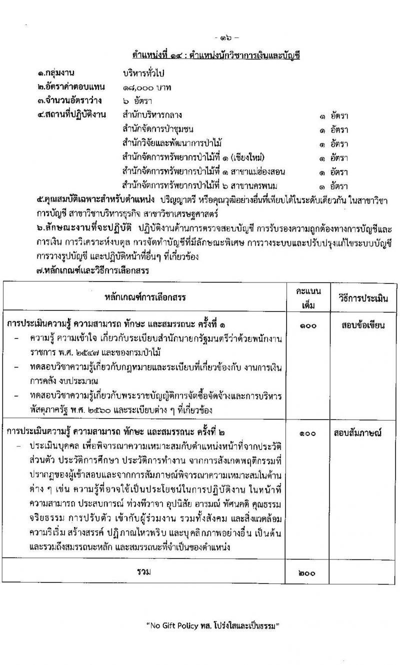 กรมป่าไม้ รับสมัครบุคคลเพื่อเลือกสรรเป็นพนักงานราชการ 21 ตำแหน่ง 235 อัตรา (วุฒิ ม.6 ปวช. ปวส. ป.ตรี) รับสมัครสอบทางอินเทอร์เน็ต ตั้งแต่วันที่ 29 ต.ค. - 4 พ.ย. 2567 หน้าที่ 23