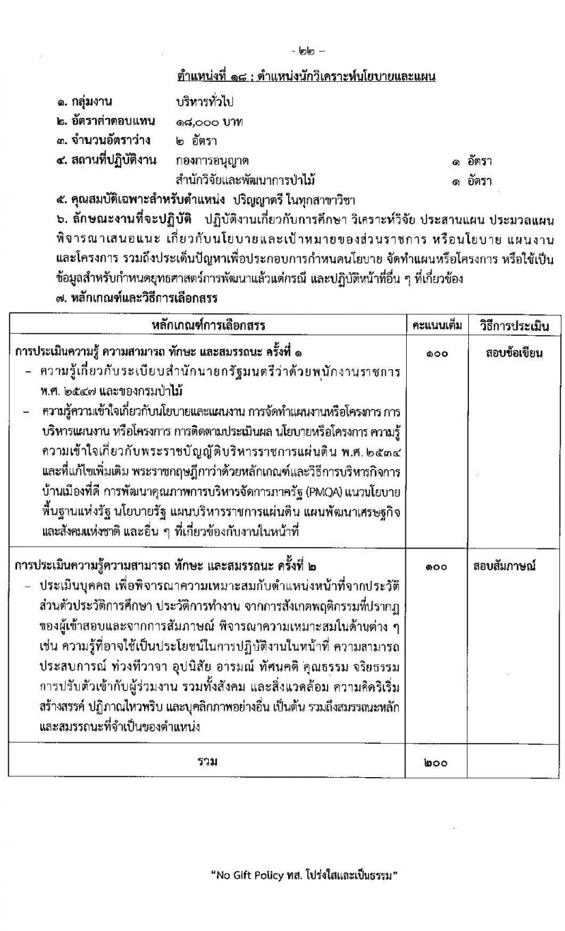 กรมป่าไม้ รับสมัครบุคคลเพื่อเลือกสรรเป็นพนักงานราชการ 21 ตำแหน่ง 235 อัตรา (วุฒิ ม.6 ปวช. ปวส. ป.ตรี) รับสมัครสอบทางอินเทอร์เน็ต ตั้งแต่วันที่ 29 ต.ค. - 4 พ.ย. 2567 หน้าที่ 29