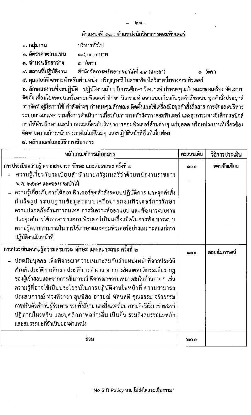 กรมป่าไม้ รับสมัครบุคคลเพื่อเลือกสรรเป็นพนักงานราชการ 21 ตำแหน่ง 235 อัตรา (วุฒิ ม.6 ปวช. ปวส. ป.ตรี) รับสมัครสอบทางอินเทอร์เน็ต ตั้งแต่วันที่ 29 ต.ค. - 4 พ.ย. 2567 หน้าที่ 30