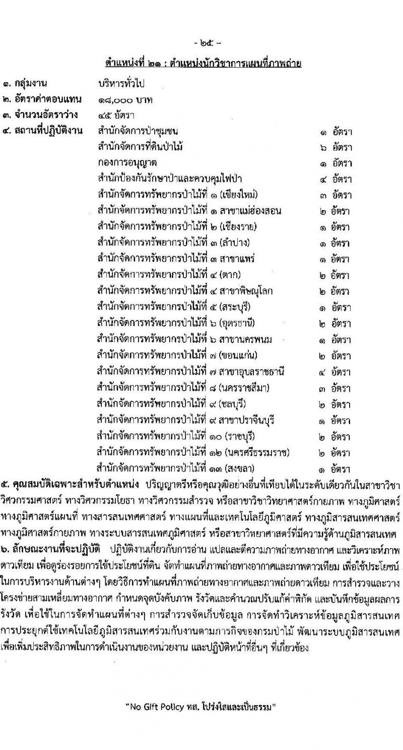 กรมป่าไม้ รับสมัครบุคคลเพื่อเลือกสรรเป็นพนักงานราชการ 21 ตำแหน่ง 235 อัตรา (วุฒิ ม.6 ปวช. ปวส. ป.ตรี) รับสมัครสอบทางอินเทอร์เน็ต ตั้งแต่วันที่ 29 ต.ค. - 4 พ.ย. 2567 หน้าที่ 32