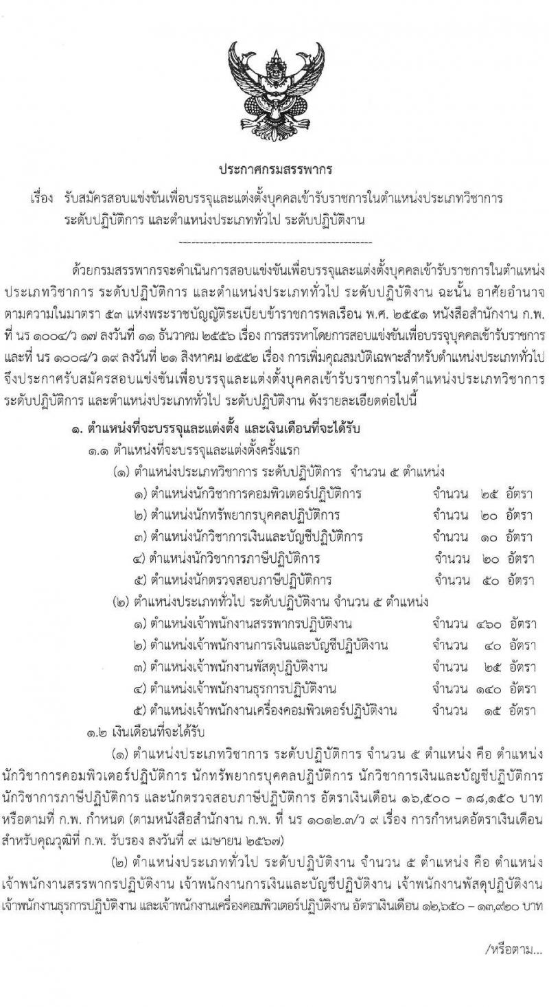 กรมสรรพากร รับสมัครสอบแข่งขันเพื่อบรรจุและแต่งตั้งบุคคลเข้ารับราชการ จำนวน 10 ตำแหน่ง ครั้งแรก 805 อัตรา (วุฒิ ปวส.หรือเทียบเท่า ป.ตรี) รับสมัครสอบทางอินเทอร์เน็ต ตั้งแต่วันที่ 3-24 มี.ค. 2568 หน้าที่ 1